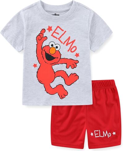 Sesame Street Elmo Boys Short Sleeve T-Shirt and Mesh Short Set for Toddler in Saudi Arabia