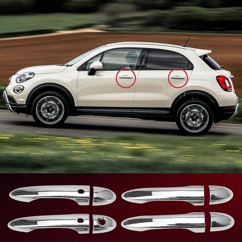 Fiat 500X Door Handle Cap & Exterior Cover – Compatible Side Cover Trim, Bezel, Chrome SUV Accessories, ABS Outer Protective Decoration, Used for Exterior Decoration 2016-2023 in Kuwait