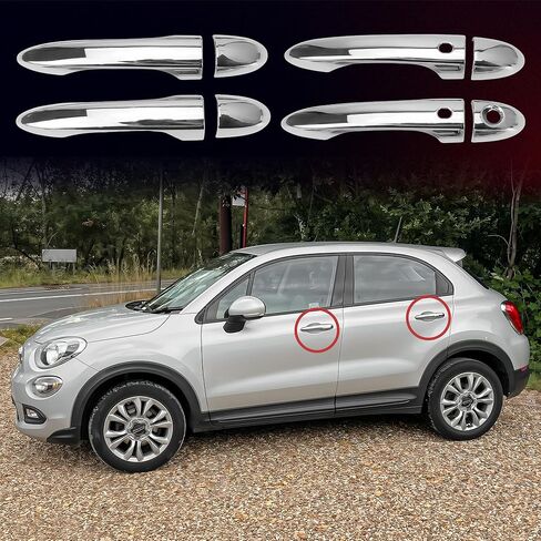 Fiat 500X Door Handle Cap & Exterior Cover – Compatible Side Cover Trim, Bezel, Chrome SUV Accessories, ABS Outer Protective Decoration, Used for Exterior Decoration 2016-2023 in Kuwait