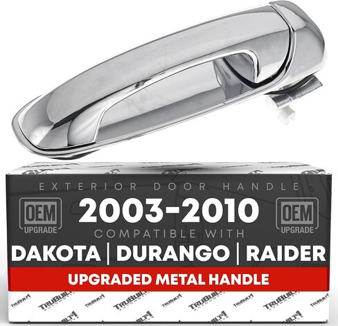 Exterior Front Passenger Door Handle, Upgraded Metal - Compatible with 2002-2009 Dodge Ram 1500 2500 3500 4500 5500; 05-10 Dodge Dakota, 04-09 Dodge Durango - All Chrome - OEM 55275948AB-ACHMT, 80163 in Kuwait
