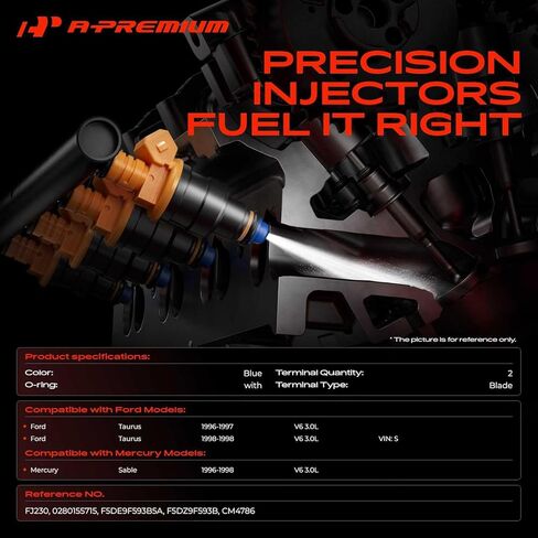 A-Premium Fuel Injectors Compatible with Ford Taurus & Mercury Sable 1996 1997 1998 3.0L, Gas, Set of 6, Replace# 0280155715 in Saudi Arabia