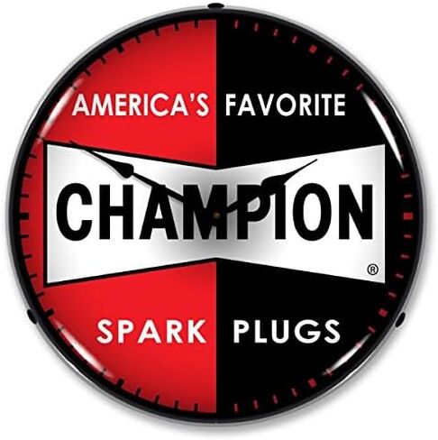 New Champion Spark Plug Vintage Style Advertising LED Lighted Retro Clock - يتم الشحن مجانًا في يوم العمل التالي إلى أقل من 48 ولاية in Saudi Arabia