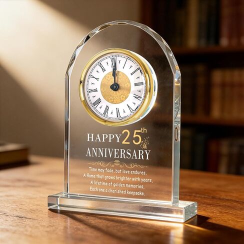 40th Wedding Anniversary Crystal Clock - Romantic Valentine's Day Gift for Husband Wife, 40 Years Marriage Happy Ruby Anniversary Glass Clock Decor, Keepsake for Couple Parents in Saudi Arabia