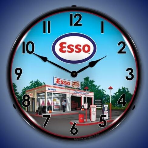New Esso Station Retro Vintage Style Advertising L.E.D. Lighted Clock - Ships Free Next Business Day to Lower 48 States in Saudi Arabia