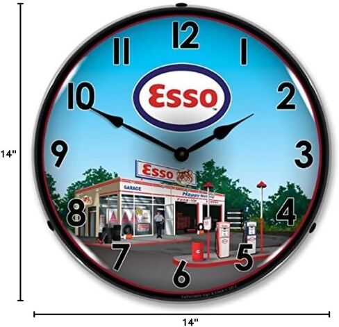 New Esso Station Retro Vintage Style Advertising L.E.D. Lighted Clock - Ships Free Next Business Day to Lower 48 States in Saudi Arabia