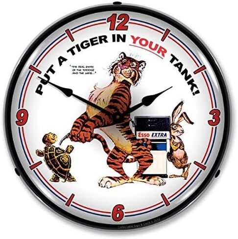 ساعة مضاءة LED للإعلان على الطراز القديم من Esso Tiger Retro - يتم الشحن مجانًا في يوم العمل التالي إلى أقل من 48 ولاية in Saudi Arabia