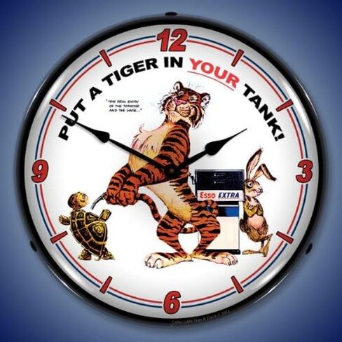 ساعة مضاءة LED للإعلان على الطراز القديم من Esso Tiger Retro - يتم الشحن مجانًا في يوم العمل التالي إلى أقل من 48 ولاية in Saudi Arabia