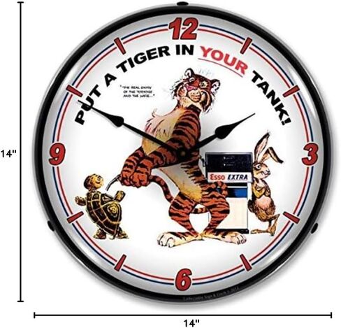 ساعة مضاءة LED للإعلان على الطراز القديم من Esso Tiger Retro - يتم الشحن مجانًا في يوم العمل التالي إلى أقل من 48 ولاية in Saudi Arabia