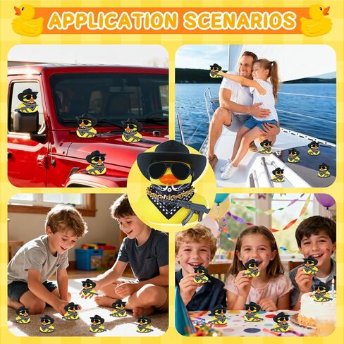 1pc Black Gangster Rubber Duck Car Accessories with Cowboy Hat, Sunglasses, Bandana & AK47 Toy, Funny Squeaky Duck Decor for Car Dashboard, Office, Home - Stress Reliever Gift in Kuwait