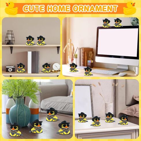 1pc Black Gangster Rubber Duck Car Accessories with Cowboy Hat, Sunglasses, Bandana & AK47 Toy, Funny Squeaky Duck Decor for Car Dashboard, Office, Home - Stress Reliever Gift in Kuwait