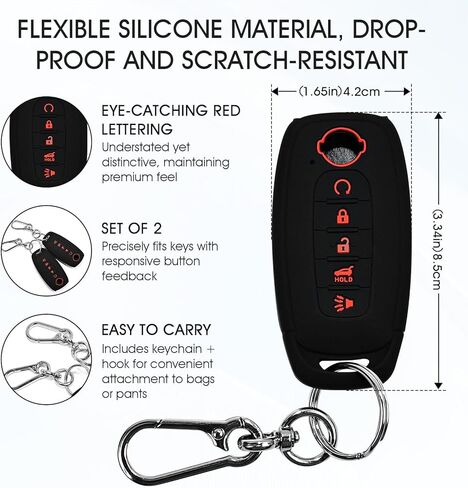 2 Pack Silicone Key Fob Cover,Black Keychain Covers with 5 Buttons Compatible with 2023-2025 Nissan Rogue Pathfinder in Kuwait