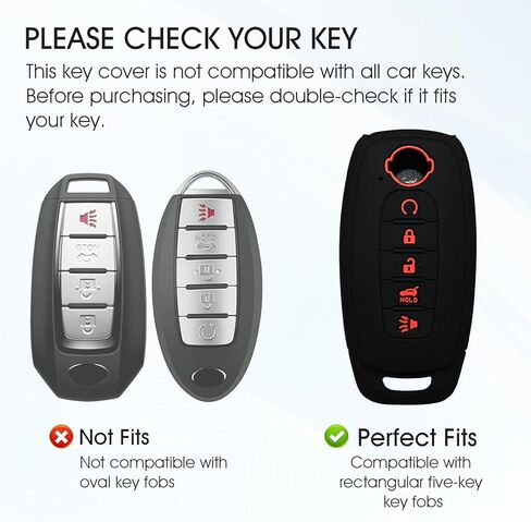 2 Pack Silicone Key Fob Cover,Black Keychain Covers with 5 Buttons Compatible with 2023-2025 Nissan Rogue Pathfinder in Kuwait