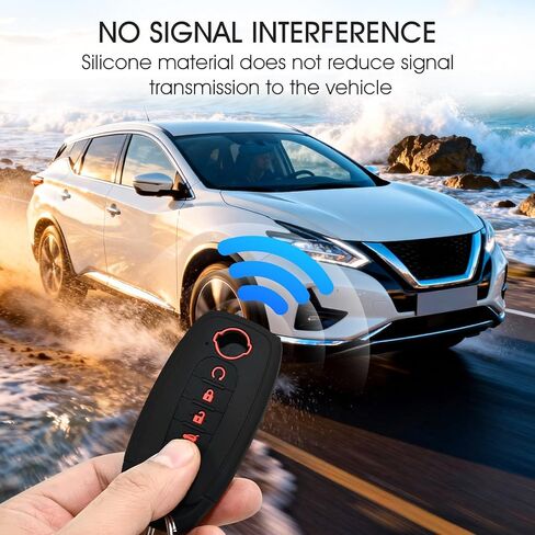 2 Pack Silicone Key Fob Cover,Black Keychain Covers with 5 Buttons Compatible with 2023-2025 Nissan Rogue Pathfinder in Kuwait