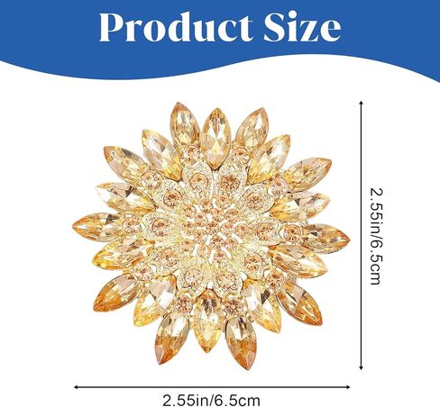 Rhinestone Flower Brooch Pin, 2.55" Fashion Large Crystal Flower Brooches for Women Floral Lapel Pins for Wedding Party Birthday Dance Banquet Dress Hat Suit Bag Accessories Jewelry in Saudi Arabia