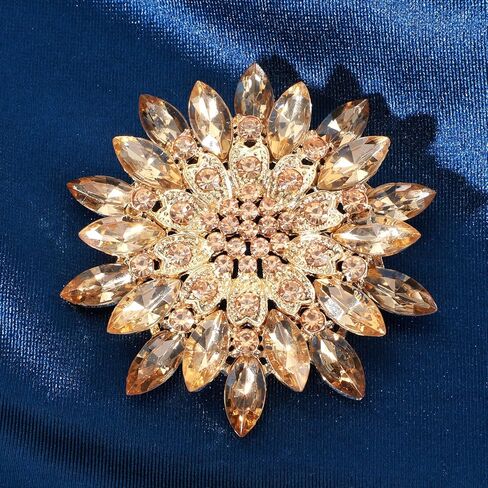 Rhinestone Flower Brooch Pin, 2.55" Fashion Large Crystal Flower Brooches for Women Floral Lapel Pins for Wedding Party Birthday Dance Banquet Dress Hat Suit Bag Accessories Jewelry in Saudi Arabia