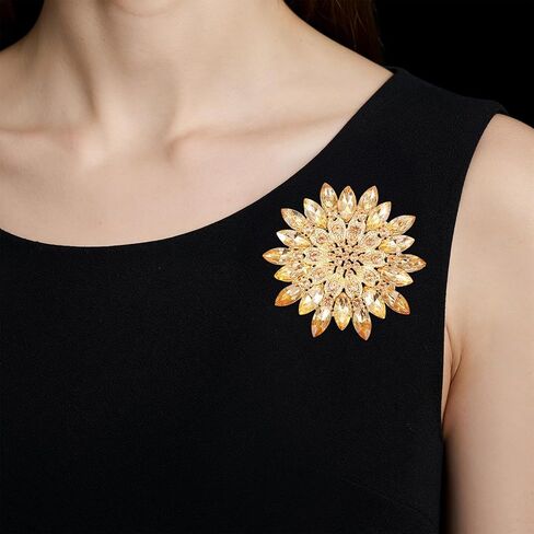 Rhinestone Flower Brooch Pin, 2.55" Fashion Large Crystal Flower Brooches for Women Floral Lapel Pins for Wedding Party Birthday Dance Banquet Dress Hat Suit Bag Accessories Jewelry in Saudi Arabia