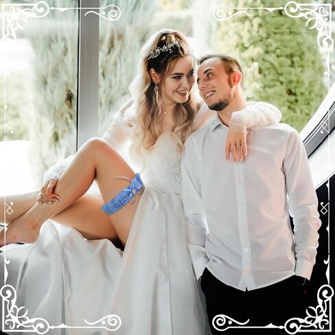 2 Pcs Blue Lace Wedding Garters Bridal Garter Set for Pearl Stretch Prom Garter Women Bride Something Blue Gift Lace Garters Belt Set in Kuwait