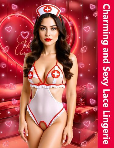 Sexy Nurse Costume Lingerie Set,Women's Teddy Bodysuit with Cap, Adult Roleplay Costume in Saudi Arabia