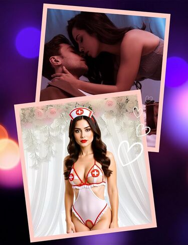 Sexy Nurse Costume Lingerie Set,Women's Teddy Bodysuit with Cap, Adult Roleplay Costume in Saudi Arabia