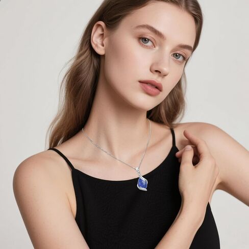 Teardrop Necklace for Women 925 Sterling Silver Gemstone Pendant Fine Jewelry Birthday Gifts for Women in Saudi Arabia