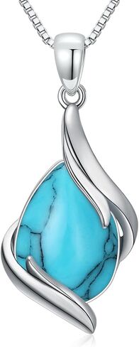Teardrop Necklace for Women 925 Sterling Silver Gemstone Pendant Fine Jewelry Birthday Gifts for Women in Saudi Arabia