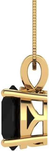 Clara Pucci 14K Yellow Gold Plated Solitaire 16" Box-Chain Necklace - Sterling Silver 3ct Round Cut Onyx Pendant in Kuwait