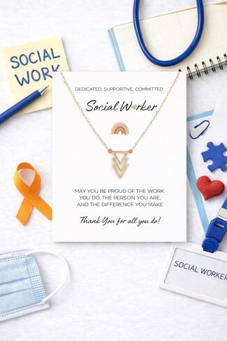 VIY Personal Card Social worker gifts for women, Social worker appreciation gifts, School social workers necklace, MSW graduation gift, SW month gift in Kuwait