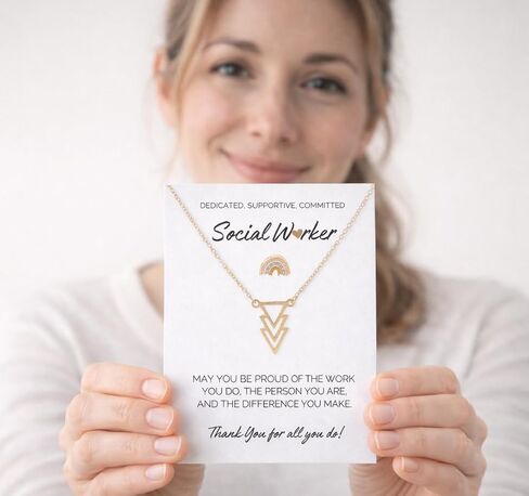VIY Personal Card Social worker gifts for women, Social worker appreciation gifts, School social workers necklace, MSW graduation gift, SW month gift in Kuwait