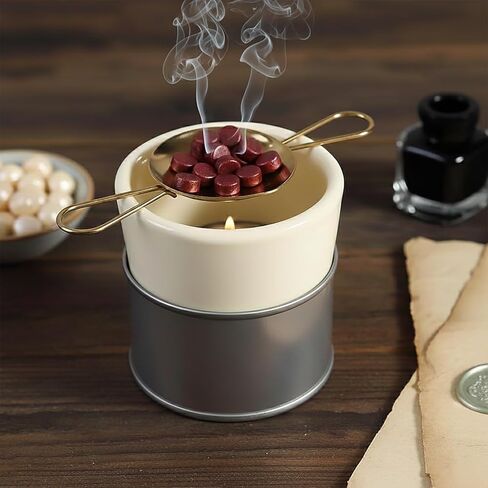 Wax Seal Melting Spoon, 2PCS Double Handle Stainless Steel Sealing Spoon, Warmer Scoop for Handmade Seal, Hand Free Candle Flame Melt Accessories for Sealing Invitation Envelope in Kuwait