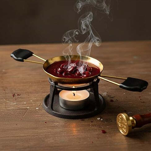 Wax Seal Melting Spoon, 2PCS Double Handle Stainless Steel Sealing Spoon, Warmer Scoop for Handmade Seal, Hand Free Candle Flame Melt Accessories for Sealing Invitation Envelope in Kuwait