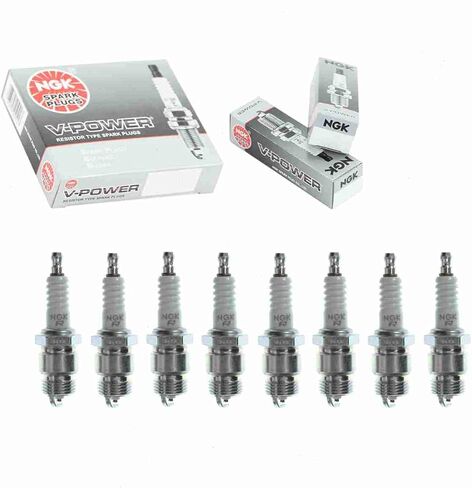 8 pc NGK V-Power Spark Plugs compatible with Ford Mustang 4.3L 4.7L 5.0L 5.8L 6.4L 7.0L V8 1964-1973 in Saudi Arabia