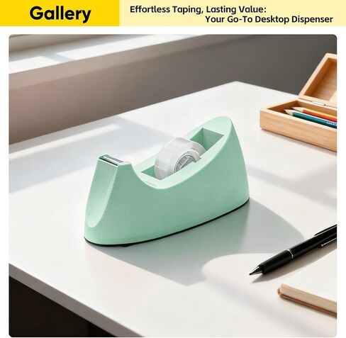 موزع أشرطة مكتب سطح المكتب، يناسب الأشرطة الأساسية القياسية مقاس 1 بوصة (تتضمن لفة واحدة)، قاعدة مرجحة غير قابلة للانزلاق، قطع سلس، حامل لفافة لاصق شديد التحمل للمكتب والمنزل والمدرسة والأعمال - أخضر in Kuwait