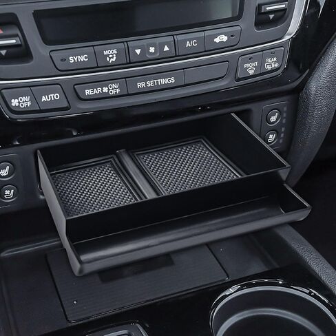 Center Console Drawer Organizer Compatible with Honda Pilot 2016-2022/ Ridgeline 2017-2024/ Passport 2019-2025 Interior Accessories, Armrest Hidden Storage Box Insert Compartment Tray, Black in Saudi Arabia