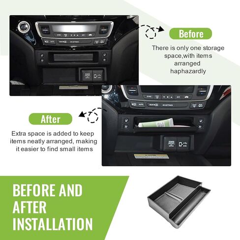 Center Console Drawer Organizer Compatible with Honda Pilot 2016-2022/ Ridgeline 2017-2024/ Passport 2019-2025 Interior Accessories, Armrest Hidden Storage Box Insert Compartment Tray, Black in Saudi Arabia