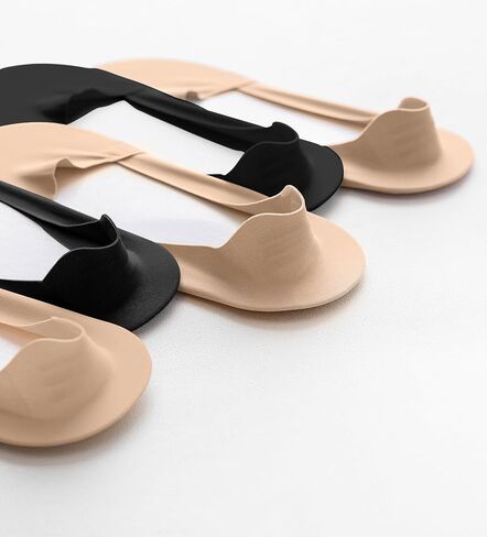 5 عبوات من الجوارب غير المرئية للنساء، غير قابلة للانزلاق، بطانة غير مرئية، جوارب حريرية رفيعة للأحذية المسطحة، بطانة خفيفة الوزن ومنخفضة القطع غير قابلة للانزلاق مخفية للنساء [3 عاري + 2 أسود] in Kuwait