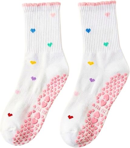 Pilates Grip Socks for Women Non Slip, Barre & Reformer Socks, Cute Ruffle Anti Slip Yoga Socks for Studio Workout in Saudi Arabia