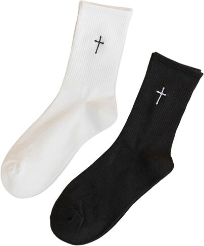 SHENHE Women's 2 Pairs Cross Print Knit Socks Breathable Sports Running Crew Socks in Saudi Arabia