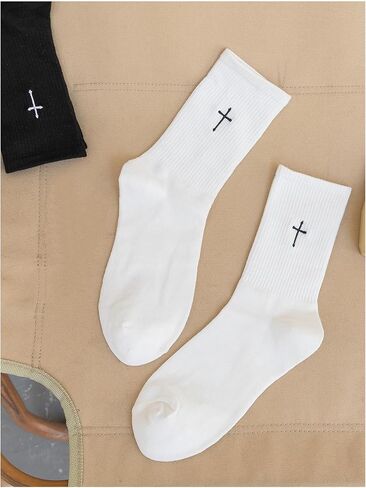 SHENHE Women's 2 Pairs Cross Print Knit Socks Breathable Sports Running Crew Socks in Saudi Arabia
