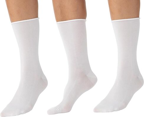 L'eggs Women's Everyday Luxe Jersey Roll Top Crew Socks | Soft, Breathable, Lightweight, No-Bind Band | One Size | 3 Pack in Saudi Arabia