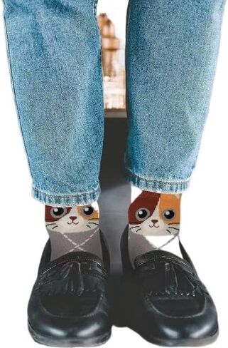 5 Pairs Women's Cat Socks, Cute Animal Socks, Cat Gifts for Women, Style 3 in Saudi Arabia