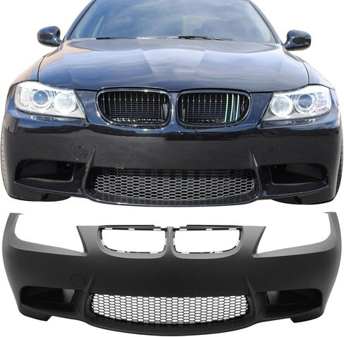 Front Bumper Conversion Compatible With 2006-2008 BMW 3 SERIES E90 E91 PRE LCI NON PDC BUMPERS, M3 Style PP Black Bumper Cover Conversion Bodykit by IKON MOTORSPORTS, 2007 in Saudi Arabia