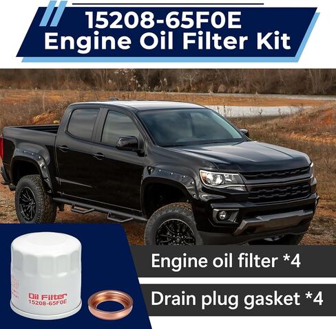 4 قطع فلاتر زيت المحرك 15208-65F0E مع حشية سدادة تصريف 11026-JA00A، متوافقة مع نيسان إنفينيتي روج فرونتير باثفايندر كويست مورانو تيتان سينترا in Kuwait