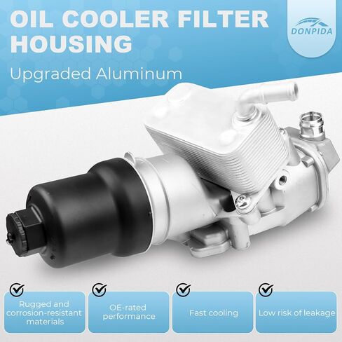 Oil Cooler Filter Housing with Oil Cooler Compatible with VW Jetta GTI Golf R Passat Compatible with Audi A3 A4 TT TTS 2.0T Replacement for #06F115397K in Saudi Arabia