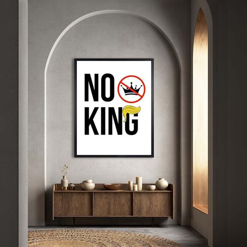 InkFlow Posters No King Poster - Bold Political Artwork for Statement Wall Art, Home, Living Room, Bedroom, or Office Décor - Strong Political Message - 08x10 Unframed Canvas Wall Art in Kuwait