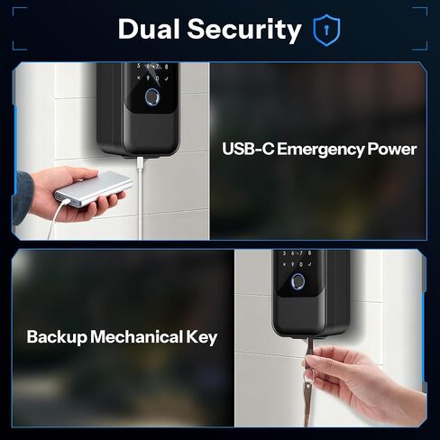 Smart Key Lock Box Fingerprint, Waterproof Key Safe with Tuya App Control, Wall Mount & Shackle for Airbnb, Realtors & Families Shackle for Airbnb, Realtors & Families in Saudi Arabia