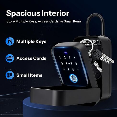 Smart Key Lock Box Fingerprint, Waterproof Key Safe with Tuya App Control, Wall Mount & Shackle for Airbnb, Realtors & Families Shackle for Airbnb, Realtors & Families in Saudi Arabia