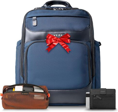 EVERKI Executive Travel Bundle – 15.6 Inch Onyx Laptop Backpack Navy (EKP132N), RFID Slim Wallet & Mesh Travel Cord Organizer, Premium Laptop Backpack & Accessories, Business Essentials for Men in Kuwait