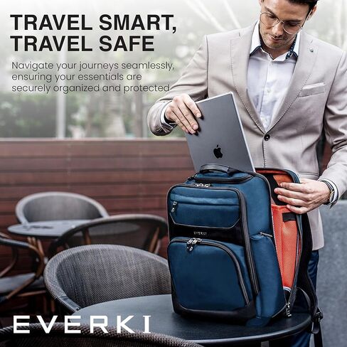 EVERKI Executive Travel Bundle – 15.6 Inch Onyx Laptop Backpack Navy (EKP132N), RFID Slim Wallet & Mesh Travel Cord Organizer, Premium Laptop Backpack & Accessories, Business Essentials for Men in Kuwait
