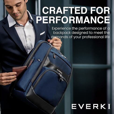 EVERKI Executive Travel Bundle – 15.6 Inch Onyx Laptop Backpack Navy (EKP132N), RFID Slim Wallet & Mesh Travel Cord Organizer, Premium Laptop Backpack & Accessories, Business Essentials for Men in Kuwait