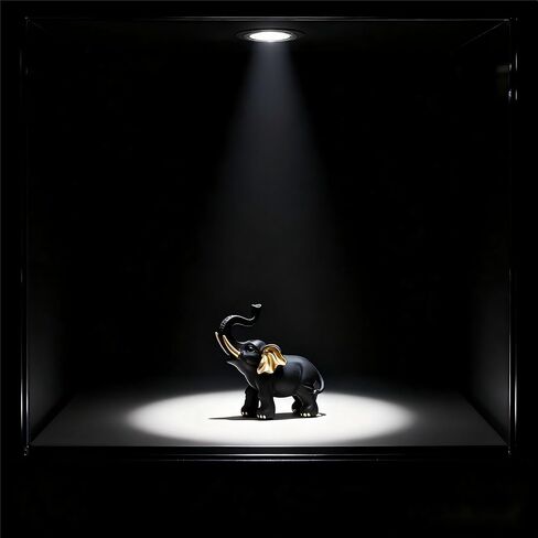 تمثال فيل أسود الحظ والغموض مع آذان ذهبية، تمثال ديكور منزلي من الراتنج من أجل الحظ السعيد، مكتب المكتب، زخرفة الرف، هدية الانتقال لمنزل جديد in Kuwait